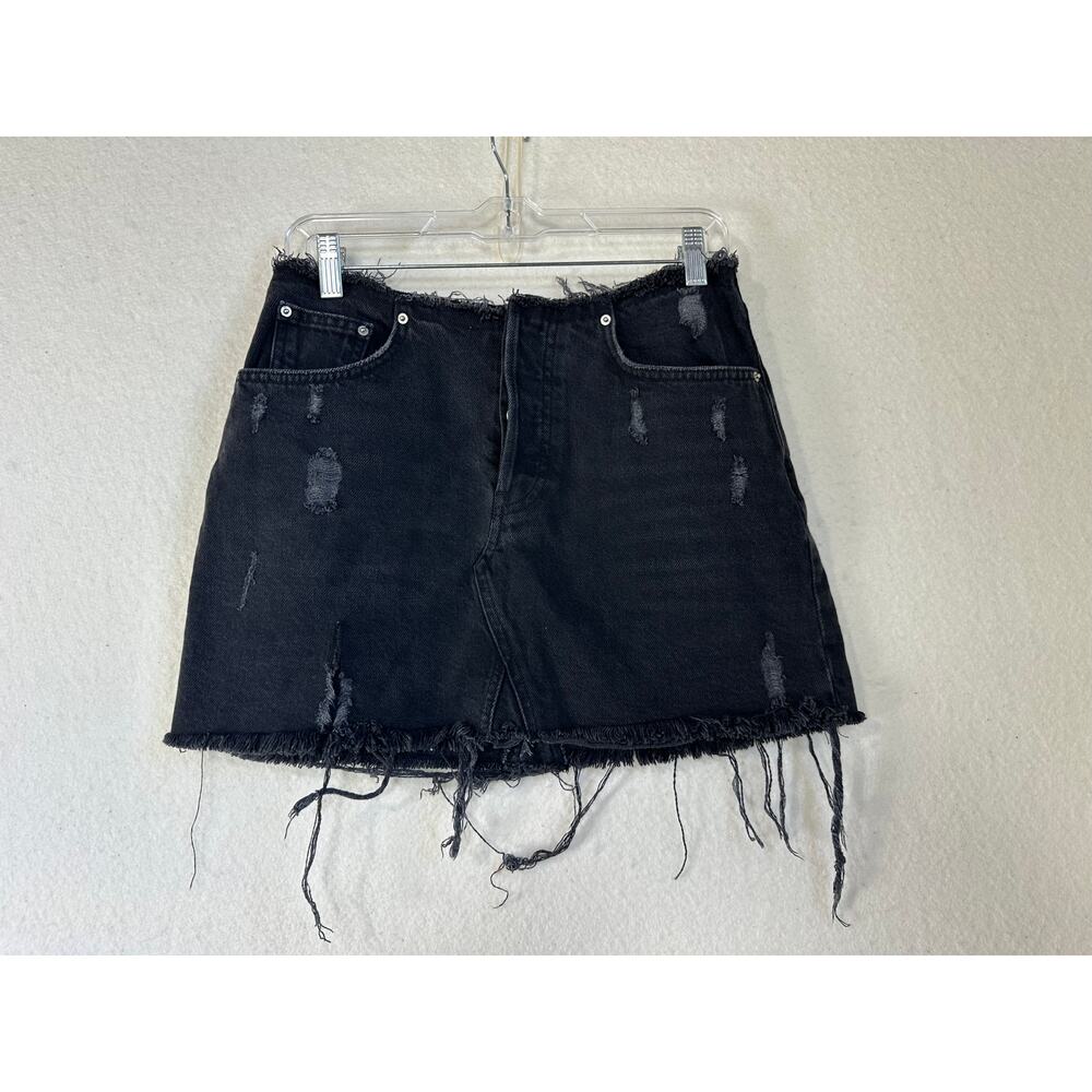 BDG Urban Outfitters Grunge Black Jean Ripped Skirt SZ M Distressed Grunge